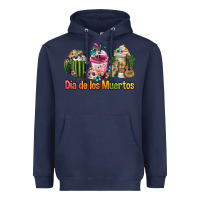 Navy mexican día de los muertos coffee cups Heavyweight Hoodie - FaDigitalArtStudio