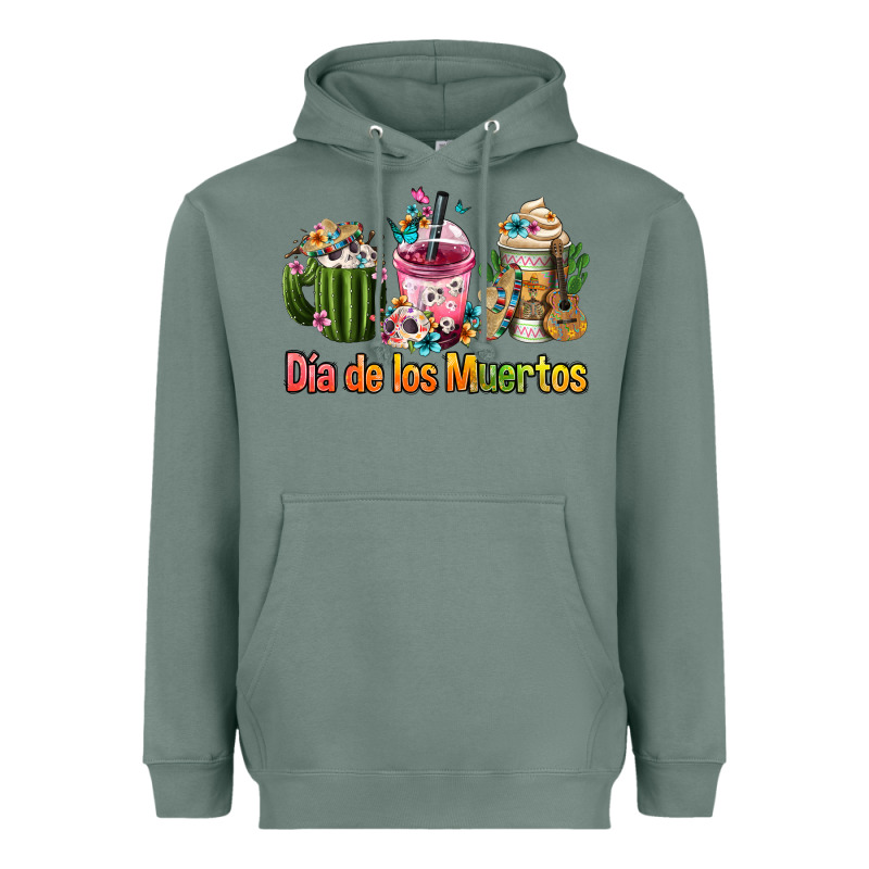 Mexican Día De Los Muertos Coffee Cups Heavyweight Hoodie by FaDigitalArtStudio | Teevron