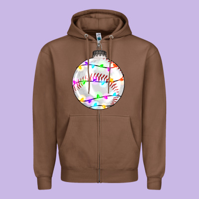 Christmas Baseball Zipper Hoodie Designed By Ranaportraitstore