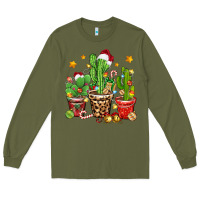 Army Green Christmas cactus Long Sleeve Tee - Zillion Design Studio
