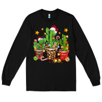 Black Christmas cactus Long Sleeve Tee - Zillion Design Studio