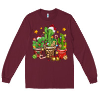 Burgundy Christmas cactus Long Sleeve Tee - Zillion Design Studio
