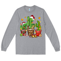 Heather Grey Christmas cactus Long Sleeve Tee - Zillion Design Studio