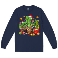 Navy Christmas cactus Long Sleeve Tee - Zillion Design Studio