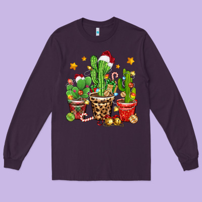Long Sleeve Tee Christmas cactus