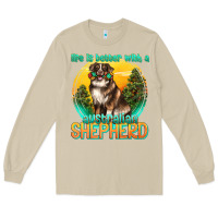 Mushroom life is better with a australian shepherd Long Sleeve Tee - texasbilliewilder