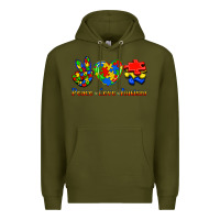 Army Green Peace Love Autism Premium Hoodie - Jasminsmagicworld