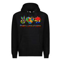 Black Peace Love Autism Premium Hoodie - Jasminsmagicworld
