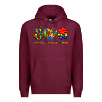Burgundy Peace Love Autism Premium Hoodie - Jasminsmagicworld