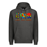 Charcoal Heather Peace Love Autism Premium Hoodie - Jasminsmagicworld
