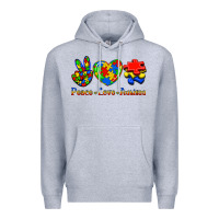 Heather Grey Peace Love Autism Premium Hoodie - Jasminsmagicworld