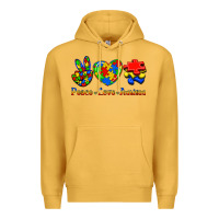 Mustard Peace Love Autism Premium Hoodie - Jasminsmagicworld