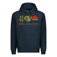 Navy Peace Love Autism Premium Hoodie - Jasminsmagicworld