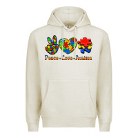 Oatmeal Heather Peace Love Autism Premium Hoodie - Jasminsmagicworld