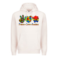 Pale Pink Peace Love Autism Premium Hoodie - Jasminsmagicworld