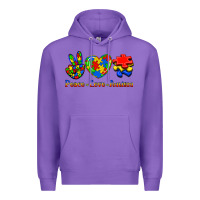 Purple Peace Love Autism Premium Hoodie - Jasminsmagicworld