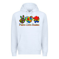 White Peace Love Autism Premium Hoodie - Jasminsmagicworld