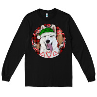 Black Christmas White Shepherd With Buffalo Plaid Long Sleeve Tee - RanaPortraitStore