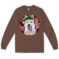 Chestnut Christmas White Shepherd With Buffalo Plaid Long Sleeve Tee - RanaPortraitStore