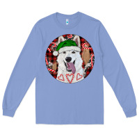 Colony Blue Christmas White Shepherd With Buffalo Plaid Long Sleeve Tee - RanaPortraitStore