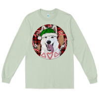 Matcha Christmas White Shepherd With Buffalo Plaid Long Sleeve Tee - RanaPortraitStore