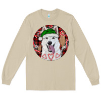 Mushroom Christmas White Shepherd With Buffalo Plaid Long Sleeve Tee - RanaPortraitStore