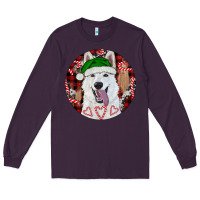 Christmas White Shepherd With Buffalo Plaid Long Sleeve Tee | Teevron