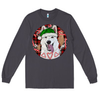 Smoke Christmas White Shepherd With Buffalo Plaid Long Sleeve Tee - RanaPortraitStore