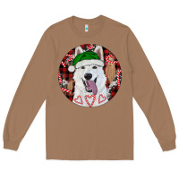 Toasted Coconut Christmas White Shepherd With Buffalo Plaid Long Sleeve Tee - RanaPortraitStore