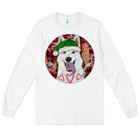 White Christmas White Shepherd With Buffalo Plaid Long Sleeve Tee - RanaPortraitStore
