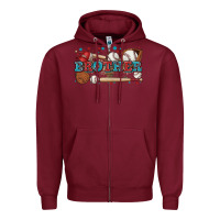 Burgundy brother baseball Zipper Hoodie - Zillion Design Studio