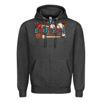 Charcoal Heather brother baseball Zipper Hoodie - Zillion Design Studio