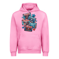 Fuchsia Pink usa america cassette tapes Urban Hoodie - MaliasSmallBusiness