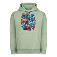 Pigment Oil Green usa america cassette tapes Urban Hoodie - MaliasSmallBusiness