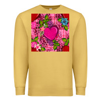 Antique Gold valentines day flower heart with leopard seamless pattern Premium Sweatshirt - BundleAndBundleShop