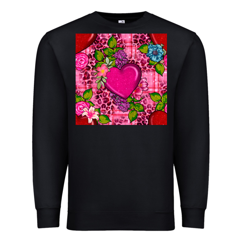 Valentines Day Flower Heart With Leopard Seamless Pattern Premium Sweatshirt by BundleAndBundleShop | Teevron