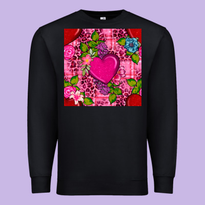 Valentines Day Flower Heart With Leopard Seamless Pattern Premium Sweatshirt Designed By Bundleandbundleshop