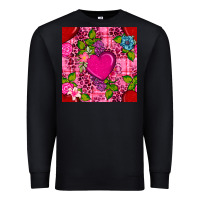 Black valentines day flower heart with leopard seamless pattern Premium Sweatshirt - BundleAndBundleShop