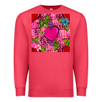 Cardinal valentines day flower heart with leopard seamless pattern Premium Sweatshirt - BundleAndBundleShop
