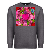 Charcoal Heather valentines day flower heart with leopard seamless pattern Premium Sweatshirt - BundleAndBundleShop