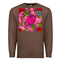 Chestnut valentines day flower heart with leopard seamless pattern Premium Sweatshirt - BundleAndBundleShop