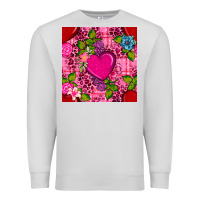 Dove Grey valentines day flower heart with leopard seamless pattern Premium Sweatshirt - BundleAndBundleShop