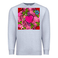Heather Grey valentines day flower heart with leopard seamless pattern Premium Sweatshirt - BundleAndBundleShop