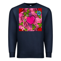 Navy valentines day flower heart with leopard seamless pattern Premium Sweatshirt - BundleAndBundleShop