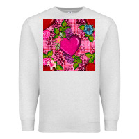 Oatmeal Heather valentines day flower heart with leopard seamless pattern Premium Sweatshirt - BundleAndBundleShop