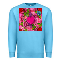Ocean Blue valentines day flower heart with leopard seamless pattern Premium Sweatshirt - BundleAndBundleShop