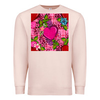 Pale Pink valentines day flower heart with leopard seamless pattern Premium Sweatshirt - BundleAndBundleShop