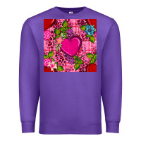 Purple valentines day flower heart with leopard seamless pattern Premium Sweatshirt - BundleAndBundleShop
