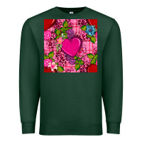 Sports Green valentines day flower heart with leopard seamless pattern Premium Sweatshirt - BundleAndBundleShop