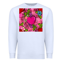 White valentines day flower heart with leopard seamless pattern Premium Sweatshirt - BundleAndBundleShop